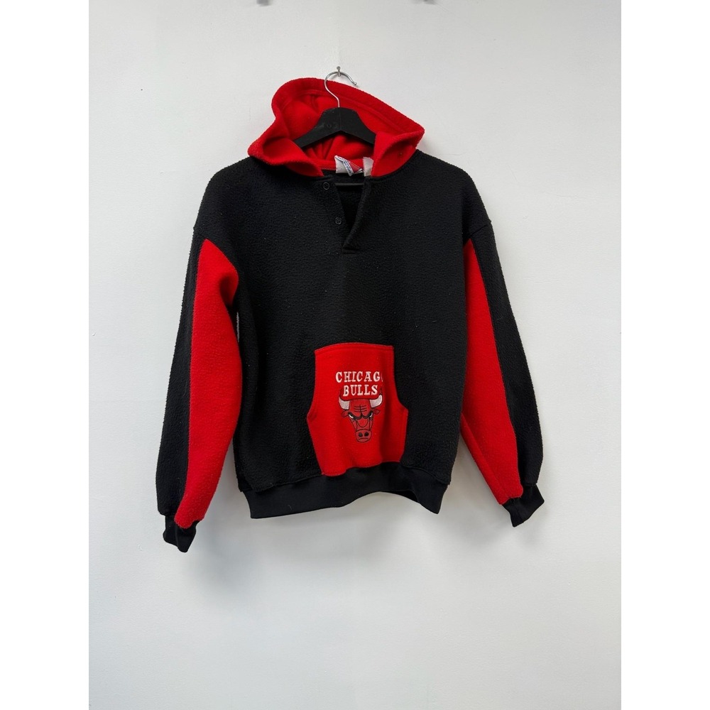 Vintage Chicago Bulls Hoodie‎ Youth Large Black Red NBA Basketball Fleece 90s